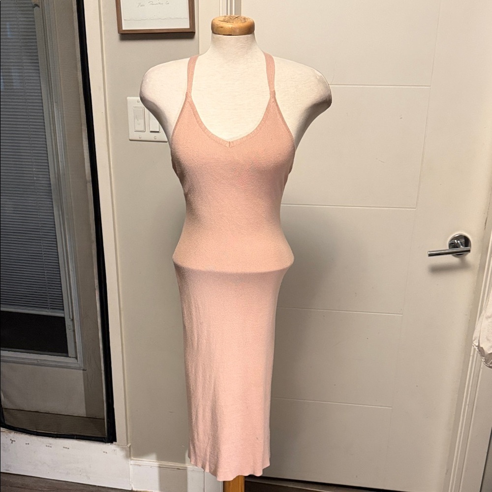 Pink Nude Sleeveless Knit Bodycon Dress